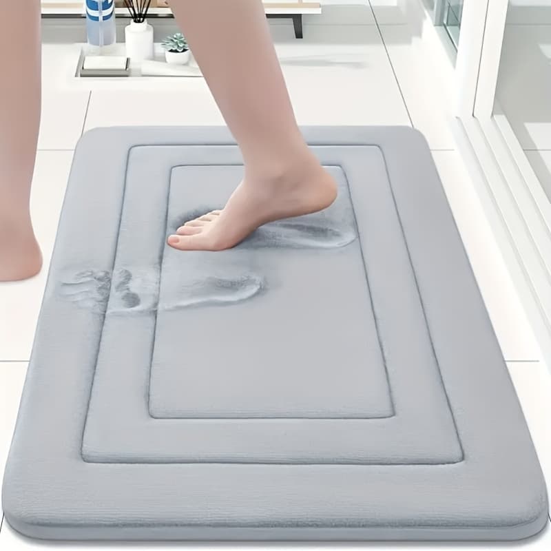 Soft and Comfortable Memory Foam Bath Mat, Non-Slip Absorbent Bathroom Mat, Machine Washable, Polyester and PVC Blend, Vibrant Color, 400gsm, 1.2cm Thick, Rectangular Shape, Braided Fabric, Easy to Clean, Bathroom Rug