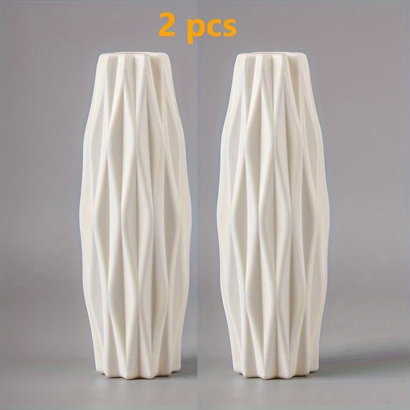 Scandinavian-Inspired PET Vase for Fresh & Dry Flowers - Decorative Striped Design for Living Room, TV Stand, and Home Decor