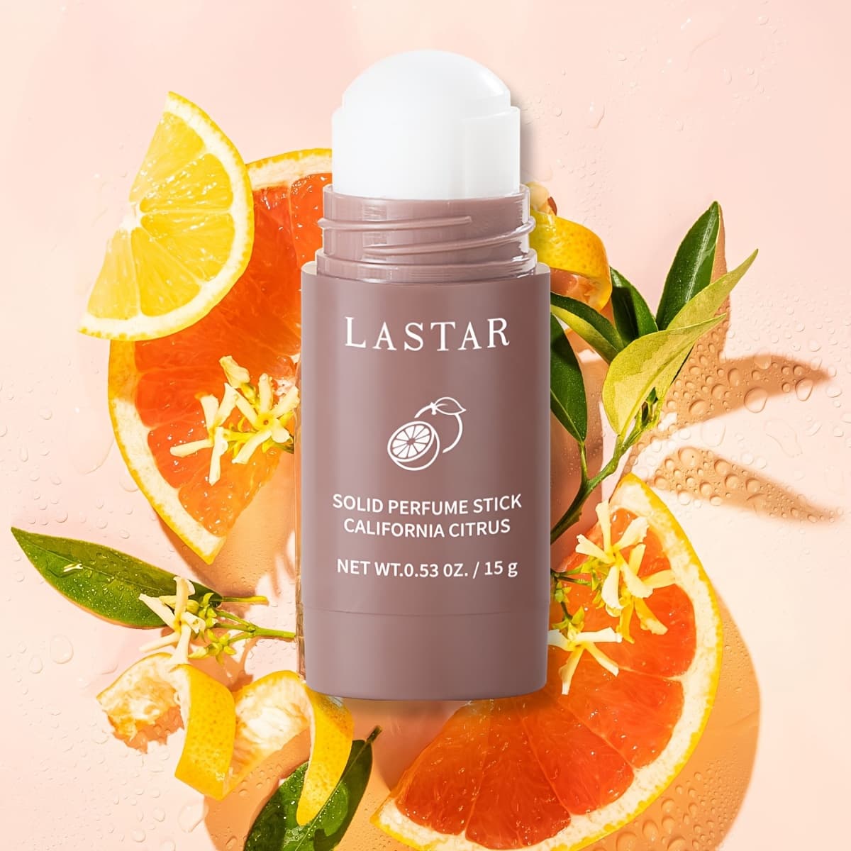 LASTAR 15g Solid Perfume Stick - Alcohol-Free & Formaldehyde-Free, Plant-Based Citrus Scent, Long-Lasting Fresh Fragrance, Portable for Women - Ideal Valentine's Day & Christmas Gift for Her, Mini Perfume