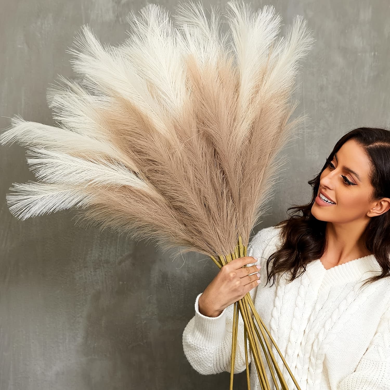 3/9pcs, Artificial Rattan Grass, Realistic Fluffy Grass, Large Fake Cattail Branches, Suitable for Ground Vase Filling, Bohemian Style Home Kitchen Decoration, Room Decoration, and Wedding Party.