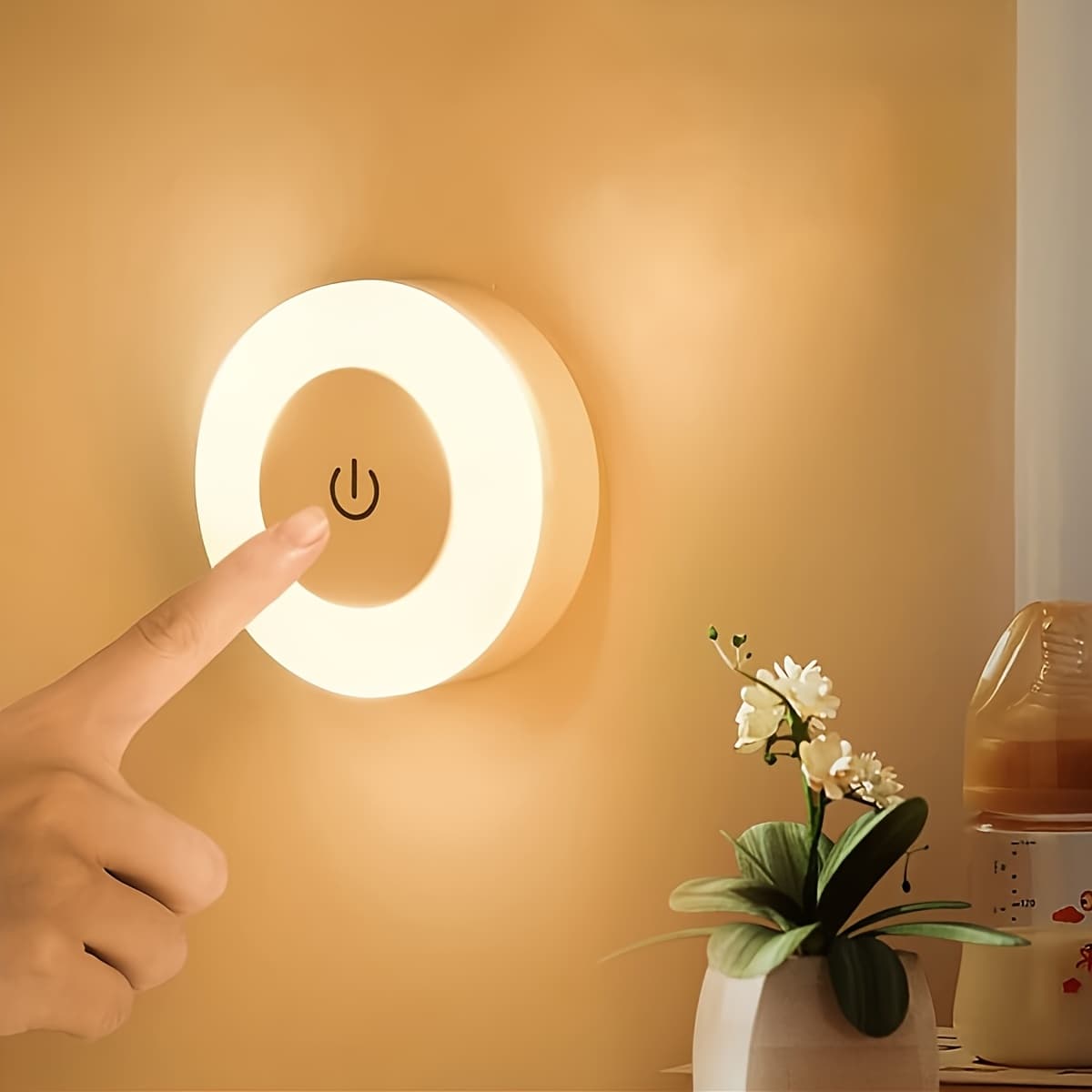 Modern LED Touch Night Light, Dimmable Bedside Lamp with Rechargeable 400mAh Lithium Battery, Warm/Cool White Light, Plastic Shade, Freestanding Design for Bedroom, Hallway, Living Room, Washroom, Closet - Battery-Powered & Adjustable Brightness, Bedroom Night Light | Modern LED Lamp | Touch Control Light