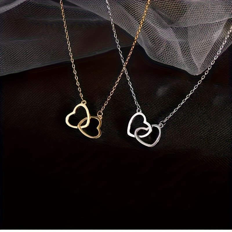 1pc Elegant Heart-Shaped Alloy Necklace - Golden &, Perfect for Daily Wear & Special Occasions, Everyday Jewelry|Elegant Pendant|Durable Chain, Necklace