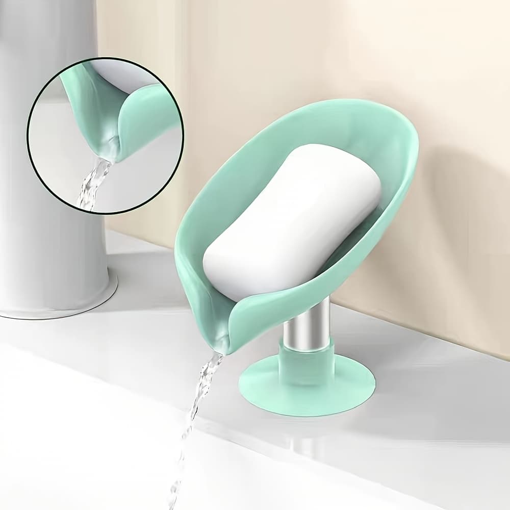 1pc Modern Unscented Shower Soap Holder with Drainage Sponge Tray, Shaped Bath Soap Box, Elegant Soap Dish for Bathroom Decor