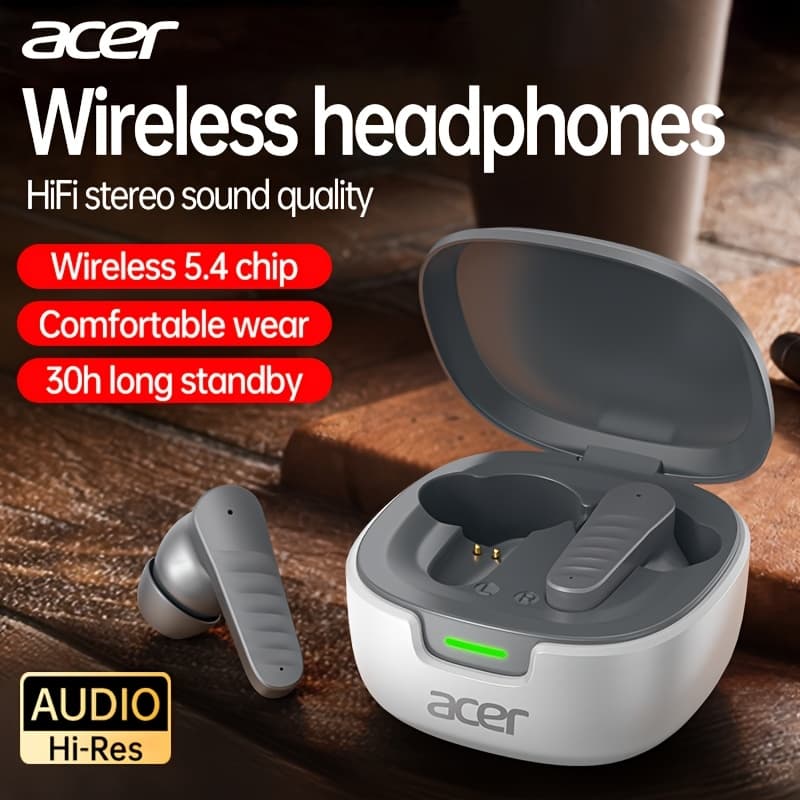 Acer OHR503 Mini Sport Wireless Earbuds - Wireless Stereo, In-Ear Noise-Canceling, Extra Long Battery Life, Universal Fit for Men and Women, Latest Model, 30h Standby Time, Comfortable Wear, Noise Isolation Headphones | Compact Headset Design | Touch Control Earphones