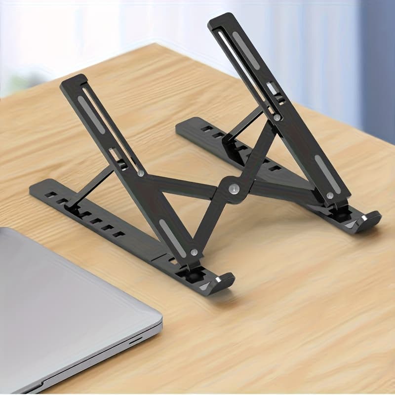 Adjustable & Portable Laptop Stand - Foldable, Cooling Design with Ergonomic Angle Adjustment for All Computers, Durable Plastic Construction, Compact & Lightweight for Home or Office Use, Sturdy Base Holder
